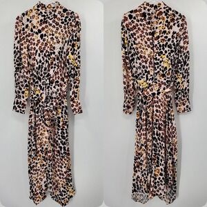 Women's Reiss Lira Animal Print Belted Midi Dress Size 8 NWOT